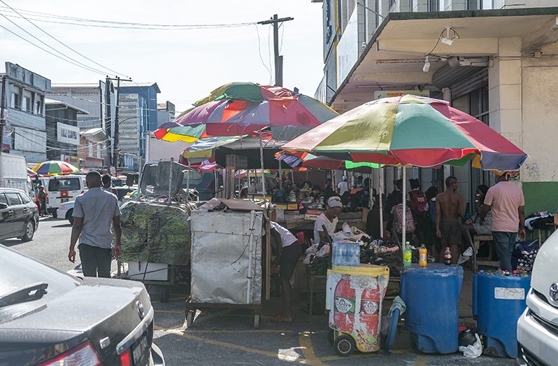 Vendors outside the Discount Store on Friday afternoon