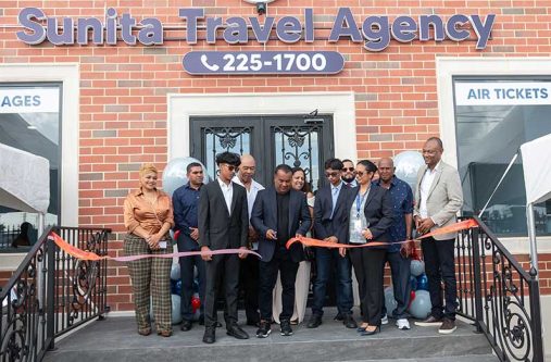 The cutting of the ribbon to signal the official opening of Sunita Travel Agency’s office in Guyana