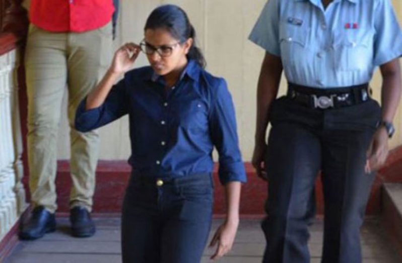 Twenty-five-year-old Maryann Daby during one of her appearances at the Georgetown Magistrates’ Court