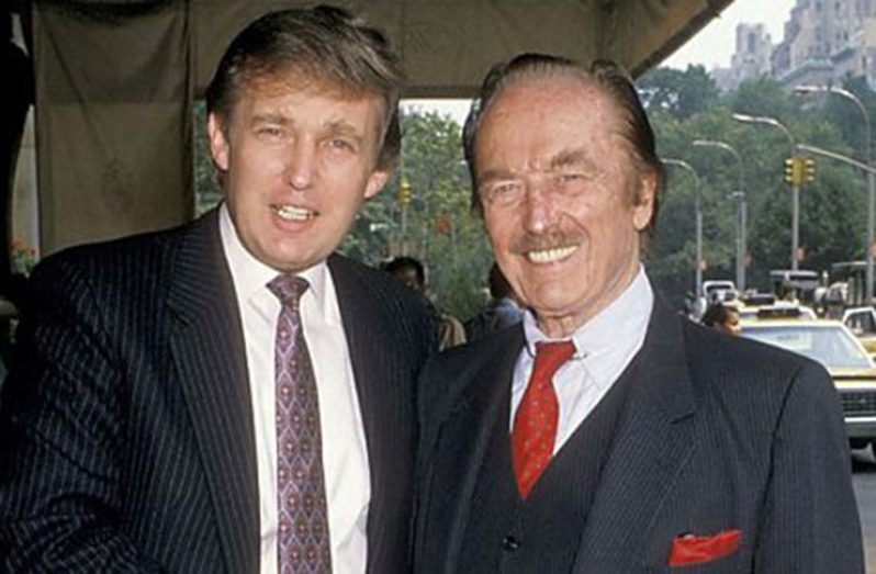 Donald and his father, Fred Trump Snr., outside the Plaza Hotel in 1988