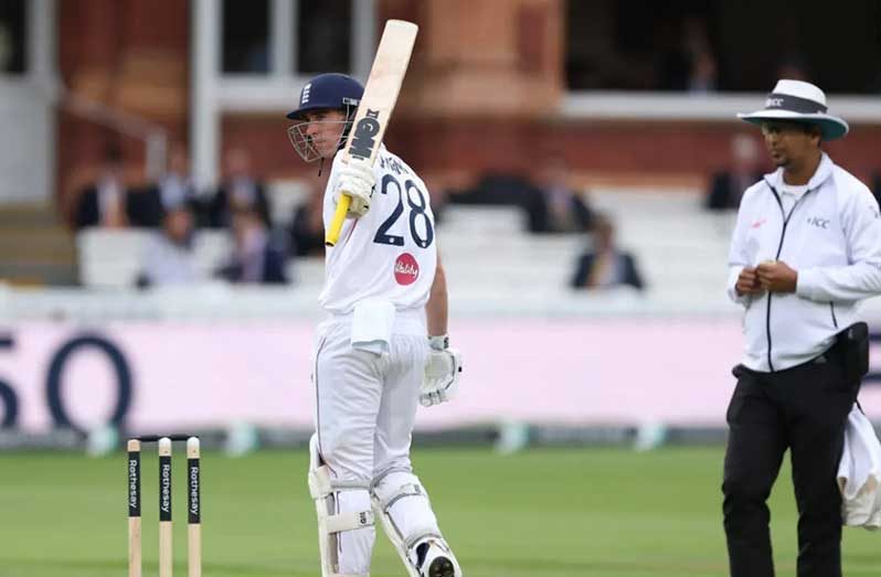 Dan Lawrence battled to 50 in tough conditions • (Stu Forster/Getty Images)