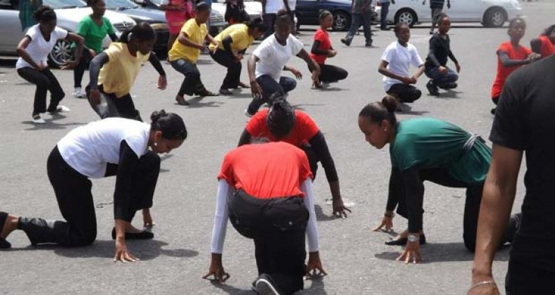 The participants during one of their dance routines on Saturday