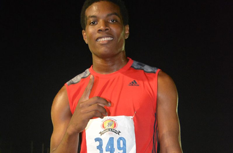 Daniel Williams just after winning the men's 200m yesterday
