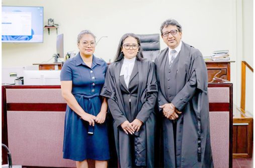 From Left: Minister of Amerindian Affairs on Monday Sarah Browne-Shadeek, attorney-at-law Daniella Manwella Fredericks and Attorney General Anil Nandalall, SC
