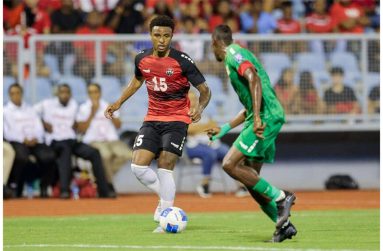 Trinidad and Tobago's Dante Sealy tries to get by a defender (Photo: Daniel Prentice)