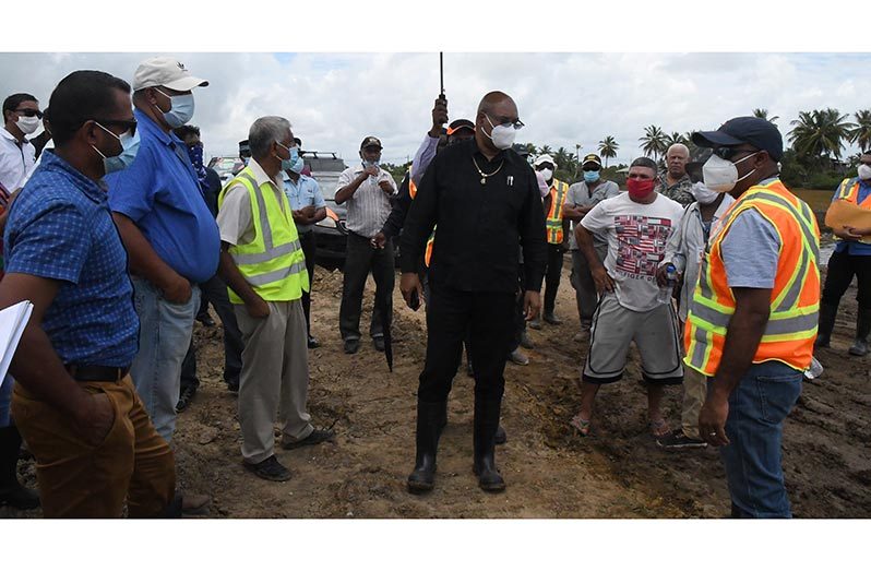 Minister of Public Works, Bishop Juan Edghill, interacts with Mahaicony residents and regional officials on the way forward