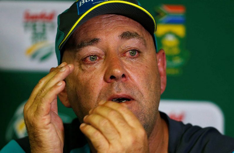 An emotional Darren Lehmann at the briefing