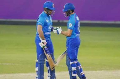 Darwish Rasooli (left) and Ibrahim Zadran both scored half centuries for Afghanistan in their win over the West Indies.