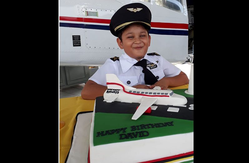 David Hackett with his “Hackett Airlines” birthday cake