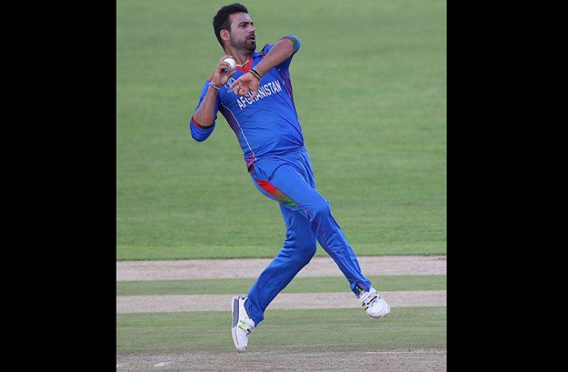 Fast bowler Dawlat Zadran finishes with outstanding figures of 7-1-26-4.