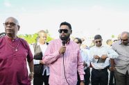 President Dr Irfaan Ali interacts with residents of Dazzle Housing Scheme East Coast Demerara  