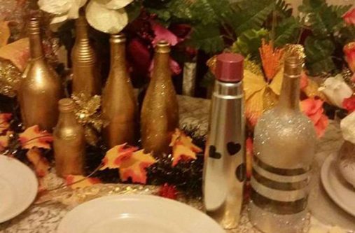 Beautifully decorated bottles created by young Geranne Rhius 