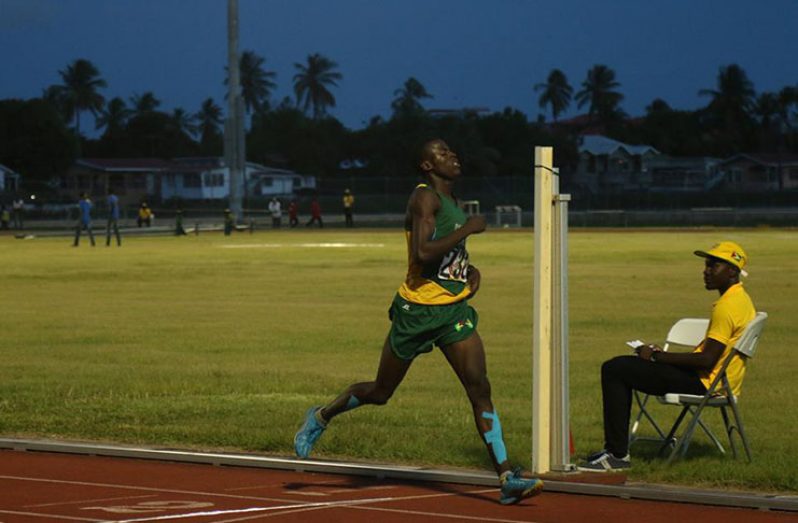Guyana’s Dennis Roberts wins the 1500m of the Boys’ decathlon at the 42nd South American Junior Championships.