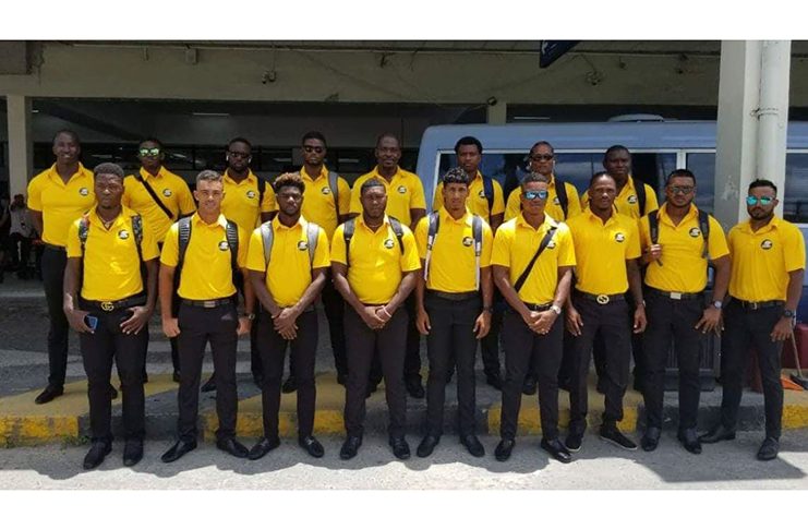 The Guyana Jaguars squad and management team prior to their departure from the Cheddi Jagan International Airport.
