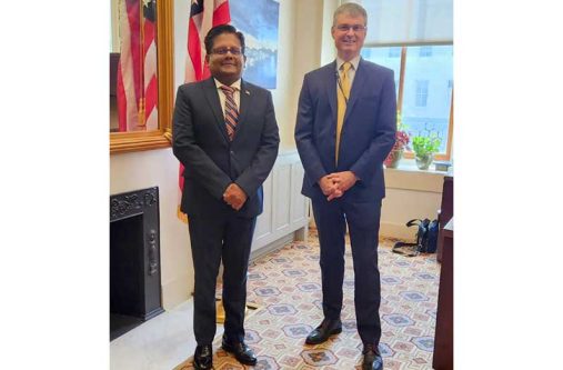 Dr. Ashni Singh, Senior Minister in the Office of the President with Responsibility for Finance and the Public Service, met with Mr. Michael Kaplan, Deputy Assistant Secretary of the United States Department of Treasury, in Washington, D.C.