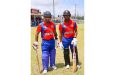 Deputy Commander Ravindradat Budhram and Kemol Savory get ready to open the batting for the Police Officers