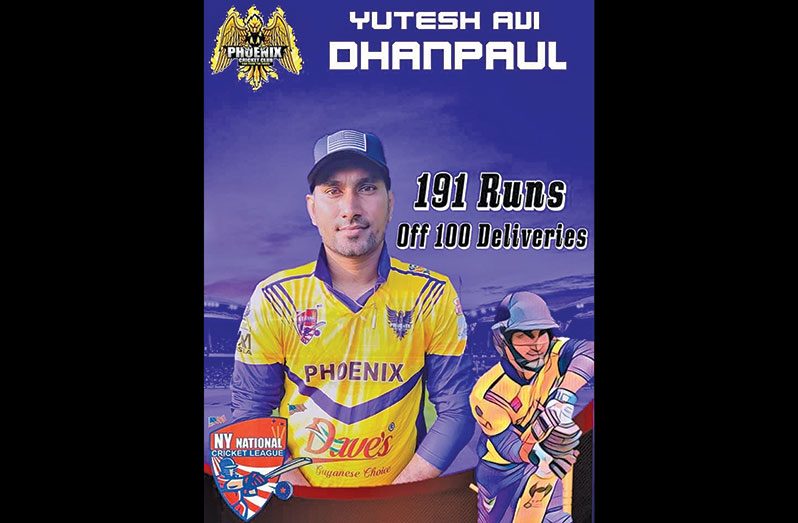 Dhanpaul exploded with 20 sixes and 11 fours in his innings