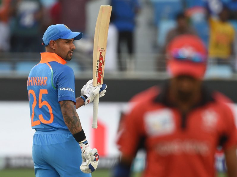 Shikhar Dhawan brings up his 14th ODI century and takes India's total beyond 200.