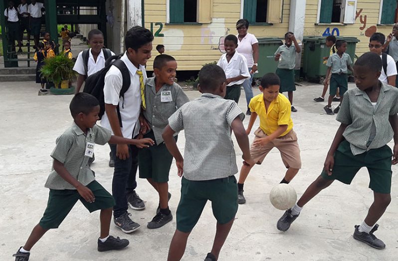 Children of the Diamond Special Needs School enjoying a small game of football with us when we visited.