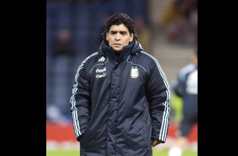 Diego Maradona managed Argentina at the 2010 World Cup.