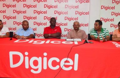 Members of the head table at yesterday’s launching from left: Vidya Sanichara, David Mohammed, Gavin Hope, Chatterpaul Deo, Roger Rajkumar and Esau Shamshudin.