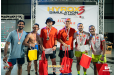Team Fitness Express (Dillon Mahadeo and Jamie McDonald) on the left with the gold and silver medallists, Team Tjauwmin Paradijs (centre) and The Apex Hoppers