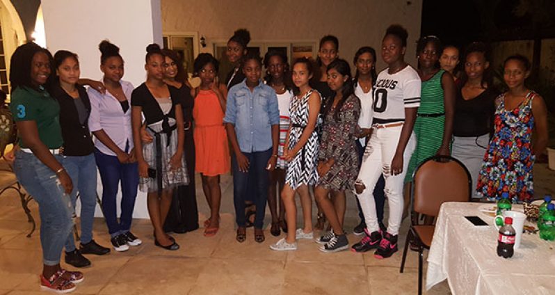 The National Under-21 female baseball team strikes a pose during a dinner hosted Friday evening by baseball supporter and female sports advocate Scherazade Khan. The team will be representing Guyana in  Halifax, Canada in August to play during Baseball Canada’s Women’s Under-21 Invitational tournament