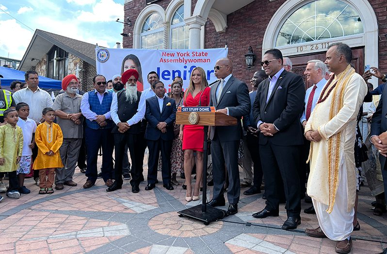 Religious and political leaders of New York condemn the destruction of the statue of Gandhi at the Shri Tulsi Mandir