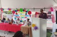 Director General of the Ministry of Health, Dr Vishwa Mahadeo, addressesh gathering at the Aurora first annual health fair