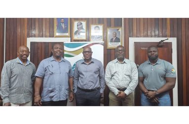 Director of Sport Steve Ninvalle (centre) is by from right, Bjorm Williams, Franklin Wilson, Roger Rogers and Gordon Spencer