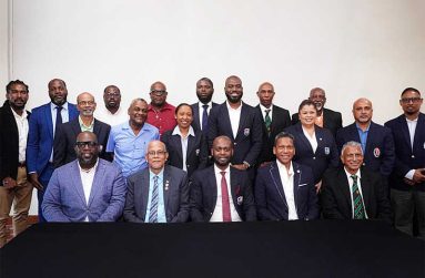 Directors and officials of Cricket West Indies after the meeting on Sunday