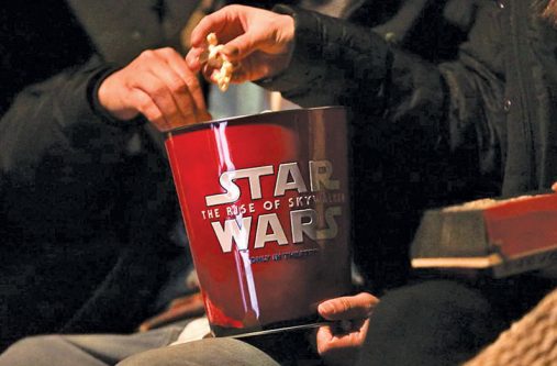 A Star Wars popcorn box is seen during the "Star Wars: The Rise of Skywalker" movie opening night fan event in New York City, U.S. on December 19, 2019 (REUTERS/Jeenah Moon/FILE PHOTO)
