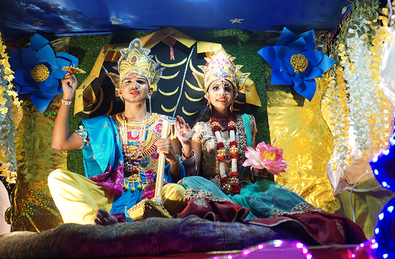 A float at the Diwali motorcade in Guyana on Sunday (Carl Croker photo)