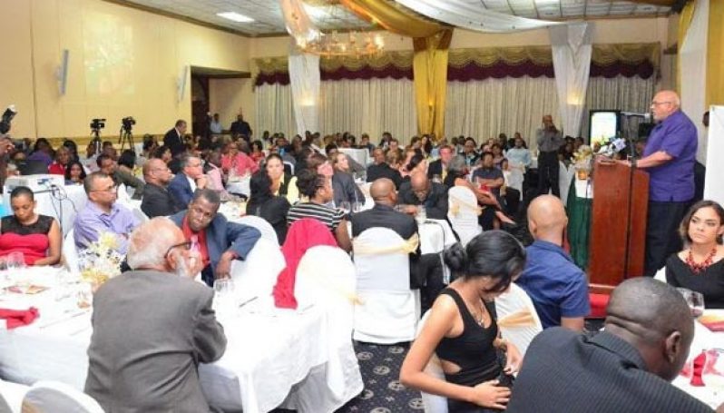 President Donald Ramotar addressing stakeholders and guests at GCCI’s 124th Dinner and Awards ceremony at the Pegasus Hotel on Wednesday evening