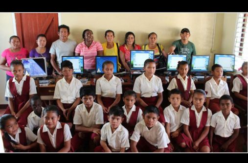 Donation Some of the students and teachers with their new computers
