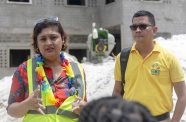 Minister of Education, Priya Manickchand at the construction site on Monday