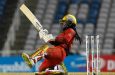 TAROUBA, TRINIDAD AND TOBAGO - AUGUST 25: Deandra Dottin of Trinbago Knight Riders hits 6 in the super over during the Women's 2023 Massy Caribbean Premier League match 4 between Guyana Amazon Warriors and Trinbago Knight Riders at Brian Lara Cricket Academy in Tarouba, Trinidad and Tobago on August 25, 2024. (Photo by Randy Brooks - CPL T20/CPL T20 via Getty Images)