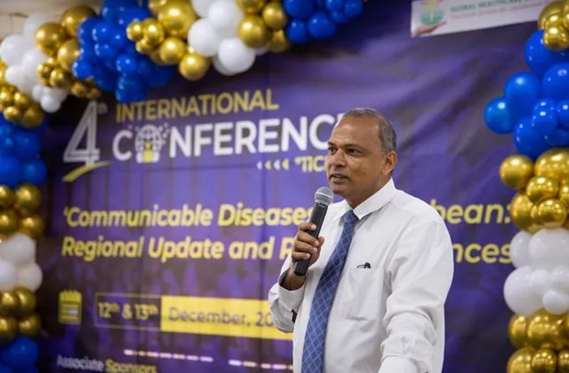 Minister of Health, Dr Frank Anthony speaking at Texila American University 4th International Conference for Communicable Diseases