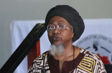 Dr. Kimani Nehusi, a multi-disciplinary scholar addressing a recent gathering