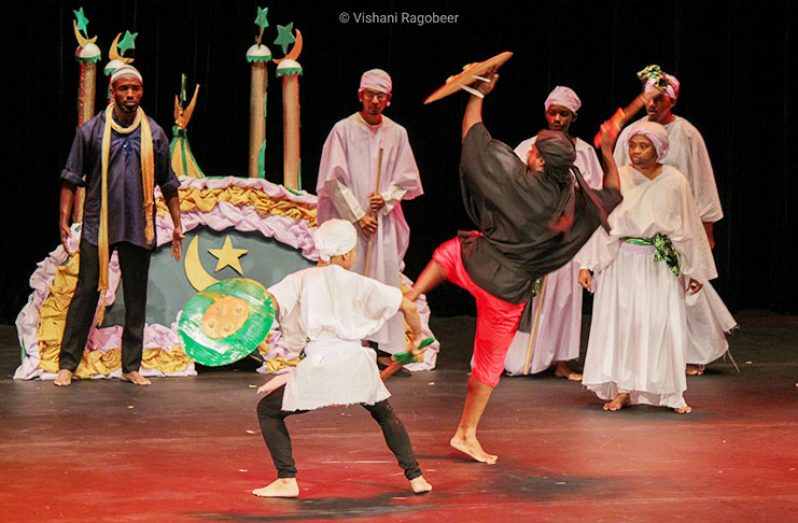 Members of the NDC at a Folklore performance during CARIFESTA XIV