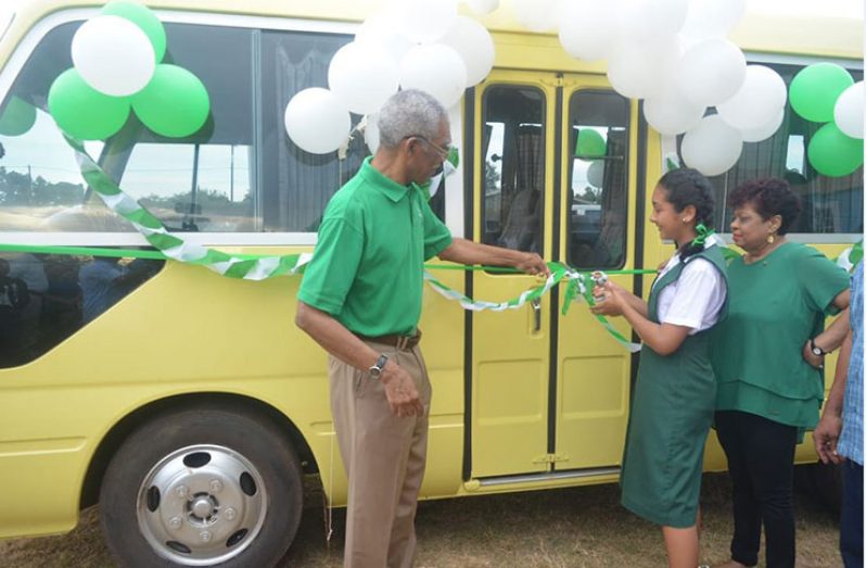 President David Granger commissions a new David G School Bus