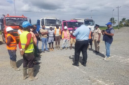 The Traffic Department recently delivered a comprehensive presentation to lorry drivers at the GAICO Wharf in Nimes, West Bank Demerara