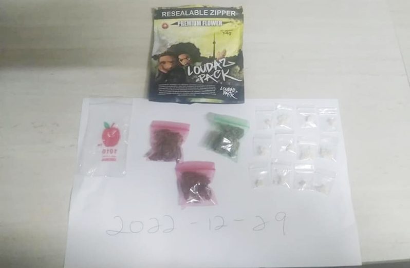 The suspected marijuana and cocaine discovered by the police (Guyana Police Force photos)