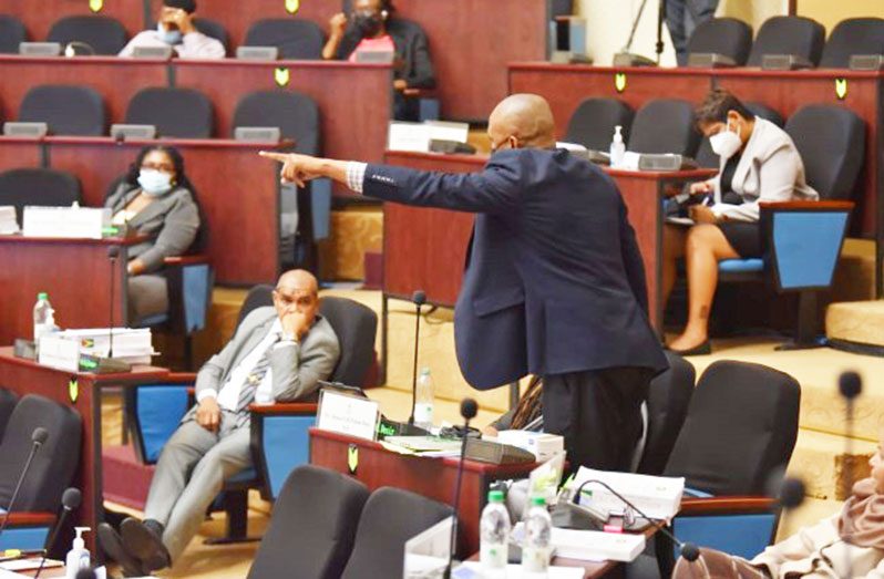 Opposition MP, Sherod Duncan, defying the orders of the
Speaker of the National Assembly (DPI photo)