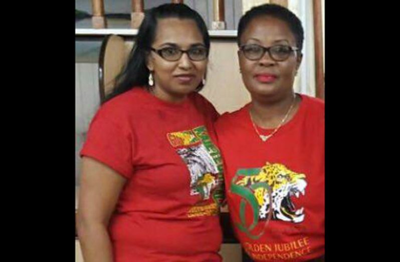 Guyana Gold Board’s accountant, Rosanna Ramnarine (l) and clerk, Deborah Forbes(r)