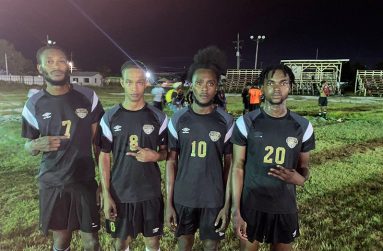 Dynamic FC Goal Scorers: (From left) Seon Steward (1 Goal), John Gonsalves (2 Goals), Tishon Gordon (2 Goals) and Tyrese Dennis (3 Goals)