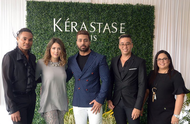 Dimitri Cornet, Kerastase’s International hair educator; Anakarina Grana, the brand’s Professional Marketing Manager for Guyana; Karan Mehra, owner of Vivaanta Ayurvedic Salon; Kristopher Fonseca, Kerastase’s International hair educator and Iniabelle Cruz, L’OREAL’s Export Manager