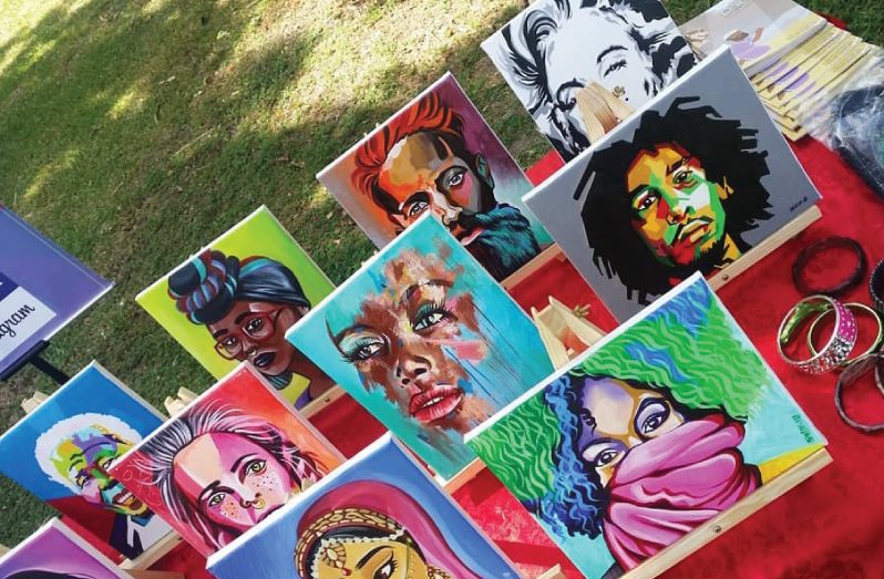 Some of the paintings done by Jones for Curlfete 2018