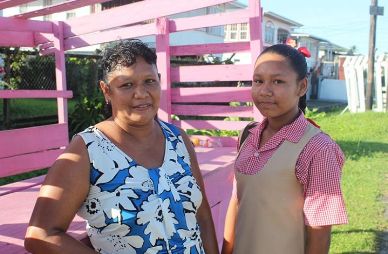 Rohani Narine and he daughter, Dianna Romascindo at the Eccles Primary School