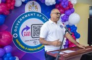 Health Minister Dr Frank Anthony delivers remarks at the launch of the National Electronic Health Record System at the Festival City polyclinic on Saturday (Ministry of Health photos)